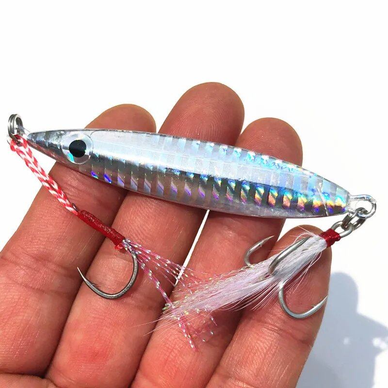 Mackerel Fish Bait, Slow Shake Jig Bait, Lure, 20g, 30g, 40g, 60g, Long Cast, Jig, Feather Hook, Artificial Lure, Sold Individually, Size: Hook; Parallel Import