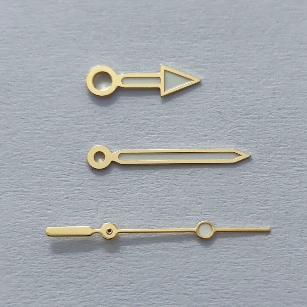 High-quality hand set for NH35, NH36, NH38, NH39, NH70, NH72, 7S26, 7S36, 4R35, and 4R36 watches. Available in silver, gold, black, blue, and red. Luminous dial hands. Parallel import.