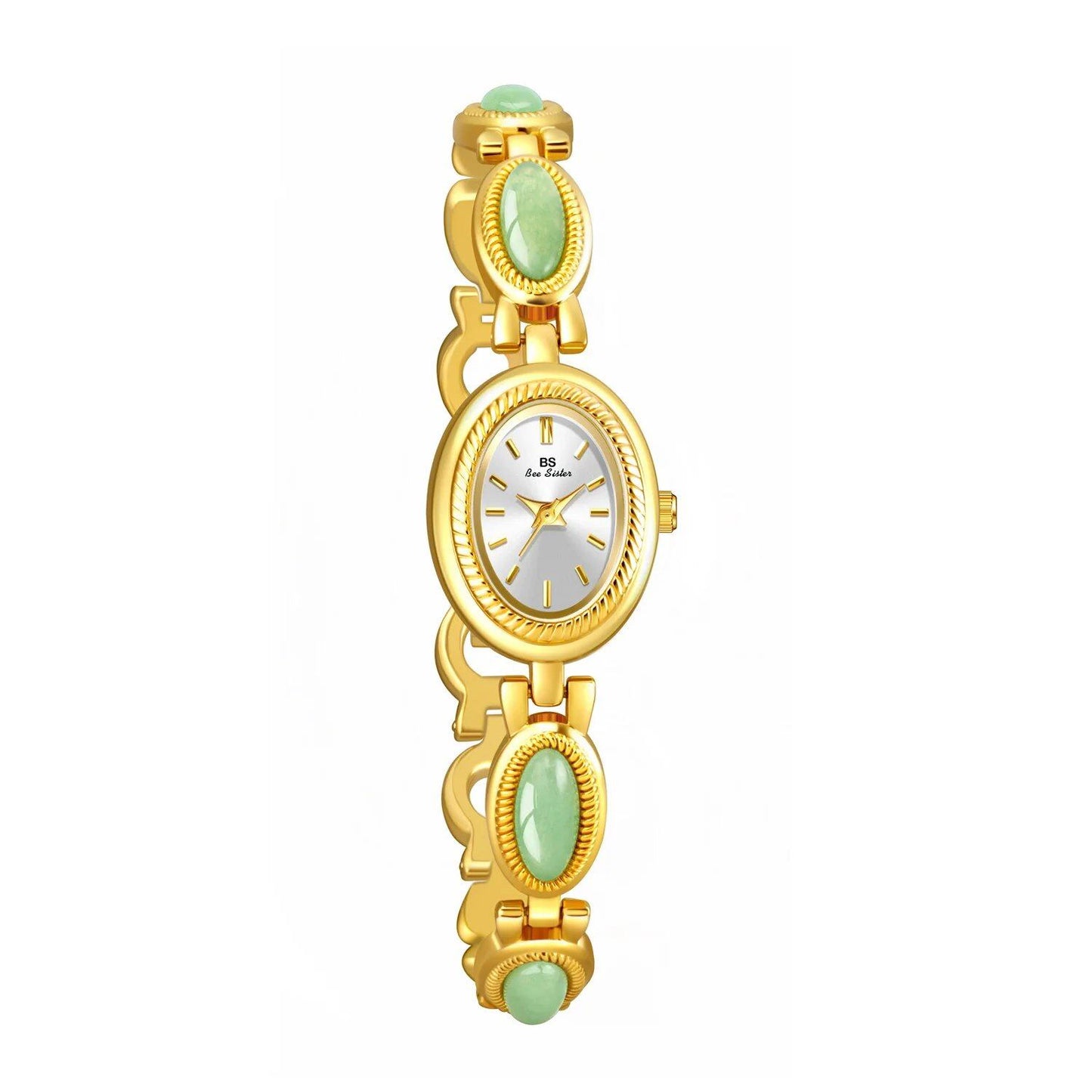 UTHAI Women's Watch, Bracelet, Luxury Brand, Waterproof, Retro, Natural Dongling Stone and Hotan Jade, Elegant Chain Watch, Gift, Color: Parallel Import