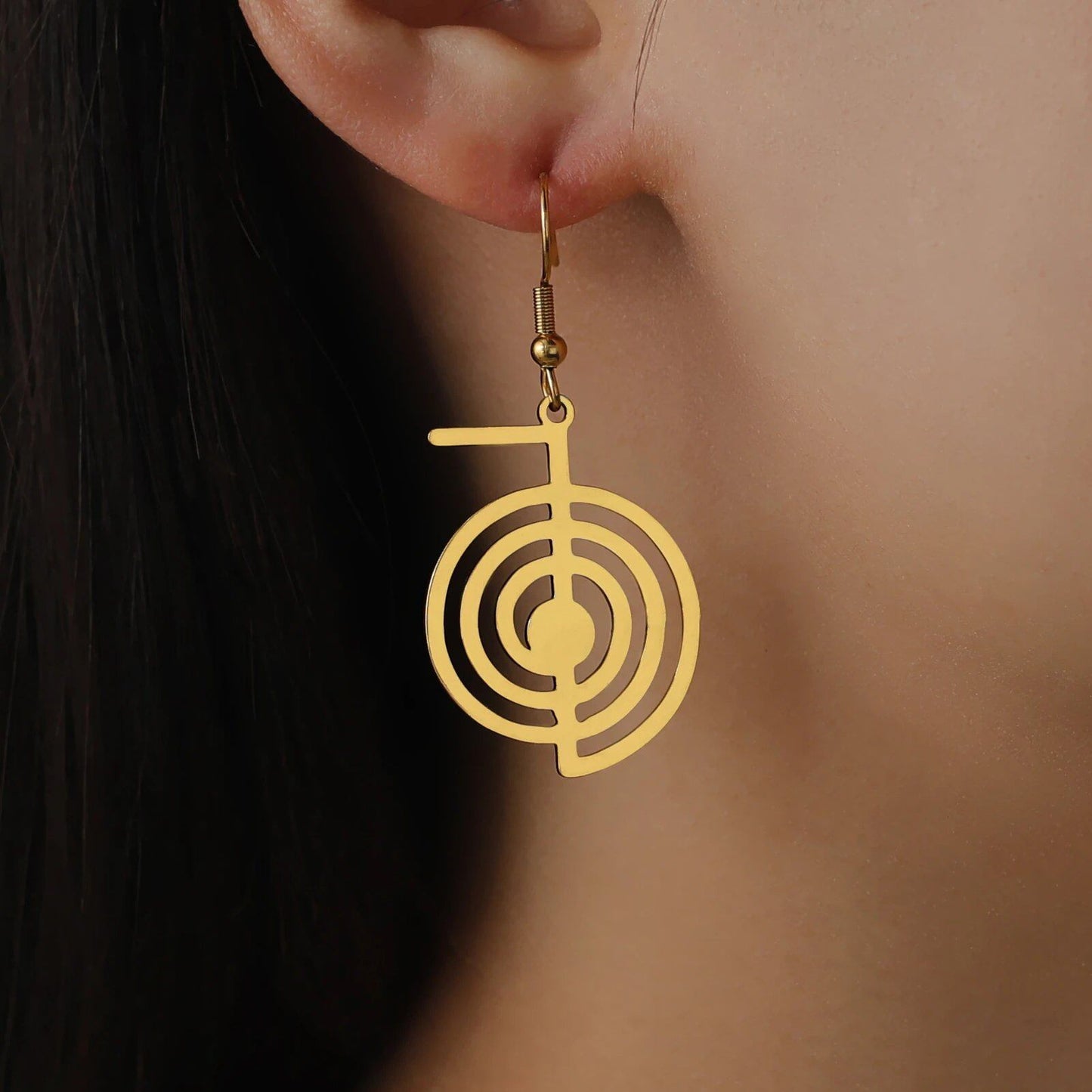 Jesha Yuan Super Lucky Yoga Pendant Earrings, Super Lucky Reiki Power Symbol, Spiritual Healing, Energy, Chi, Power Jewelry, Main Stone Color: Other; Metal Color: Parallel Import