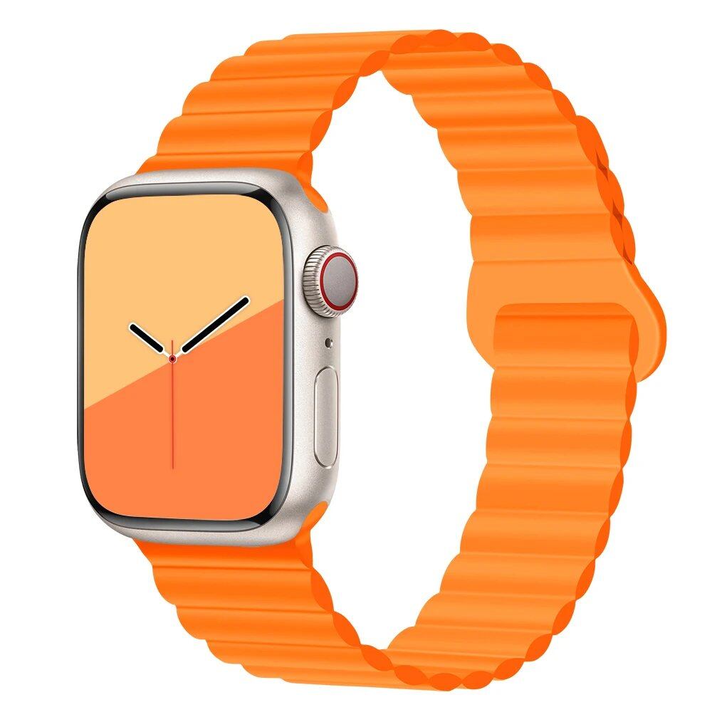 Silicone Loop Magnetic Strap for Apple Watch - Compatible with iWatch Series 8/SE/6/7/Ultra 2/9/10 (44mm/40mm/45mm/49mm/41mm/42mm/46mm) - Band Color: mm; Ships from: Parallel Import
