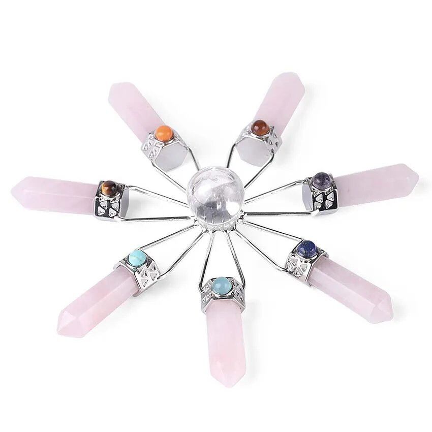 Amethyst Crystal Quartz Stone Hexagonal Spiral Pendulum Energy Generator for Healing, Chakra Awakening, Spiritual Meditation, and Decoration (Imported)