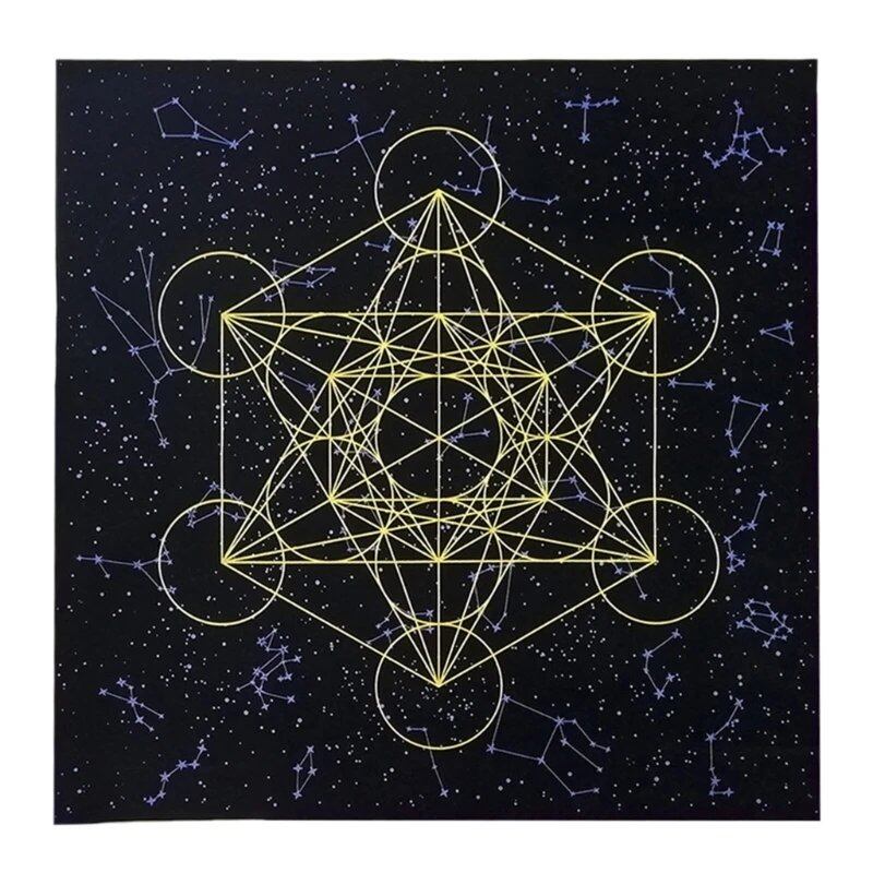 Y1UB Metatron's Cube Crystal Grid Altar Cloth, Tapestry, Tablecloth, Spiritual Cloth for Ritual Use, Sacred Places, and Tarot Table Cover, 0cm, Parallel Import
