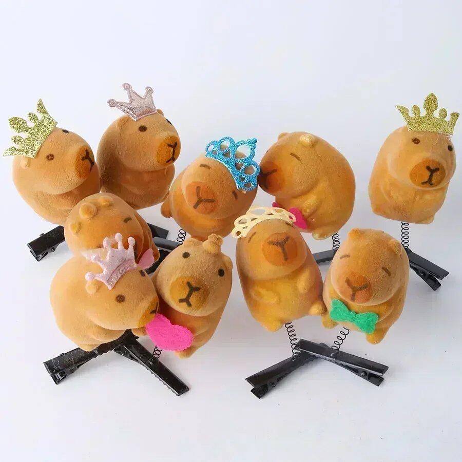 10-100 Pieces Heart-Shaped Sunglasses 3D Capybara Plush Hairpins, Stylish and Cute Capybara Hair Clips, Accessories, Headwear, Wholesale Size: Parallel Import