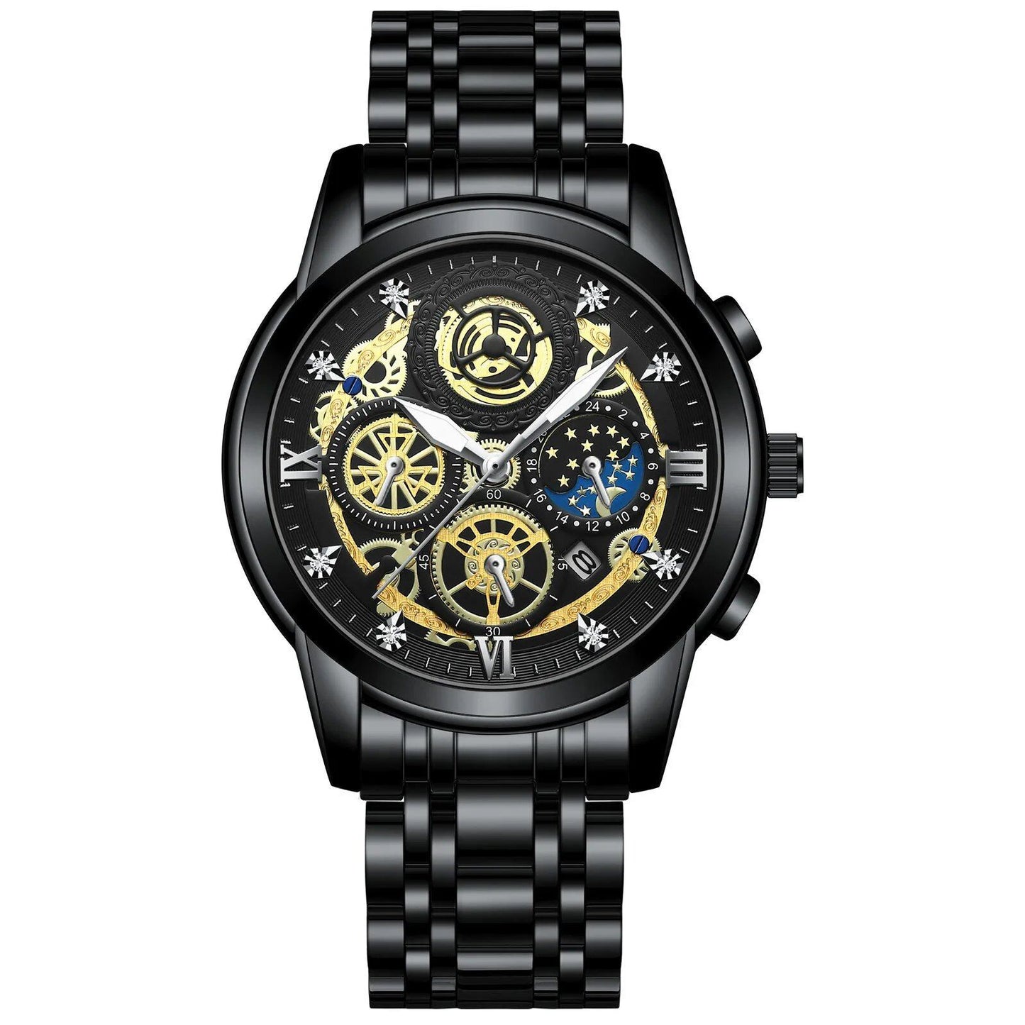BINBOND B4010 Fashion Casual Quartz Men's Watch with Stainless Steel Strap, Luxury Dial, Luminous Display, 30M Water Resistance, Parallel Import