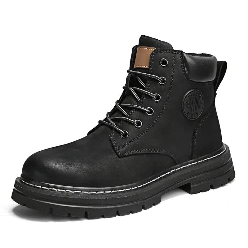 Men's high-top boots, high-quality leather shoes, stylish outdoor sneakers, lace-up ankle boots, non-slip, for couples, parallel import