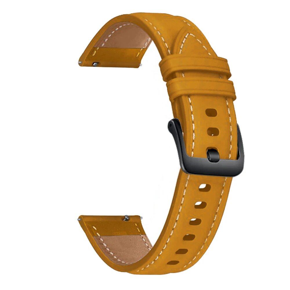 22mm, 20mm Leather Bracelet for Samsung Galaxy Watch 3, 41, 45mm, 46mm, 42mm, Amazfit GTR, GTS, 4, 3, 2, Wristband, Huawei GT Compatible Watch Band, Band Color: Parallel Import