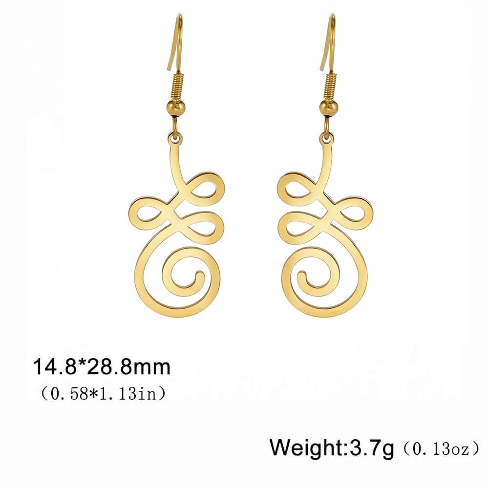 EUEAVAN Lotus Flower Unalome Pendant Earrings, Yoga Om Sanskrit Symbol, Spiritual Stainless Steel, Buddhist Amulet, Women's Jewelry, Metal Color: Style Color, Parallel Import