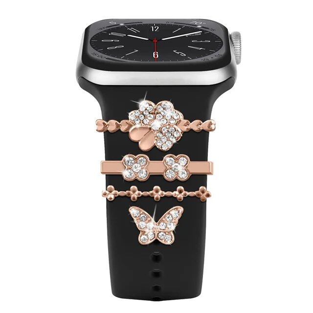 Diamond Jewelry-Embossed Band for Apple Watch Ultra 2, 9, 8, and 7, Compatible with Samsung and Huawei, 20/22mm Bracelet Strap, Band Color: ; Ships from: Parallel Import