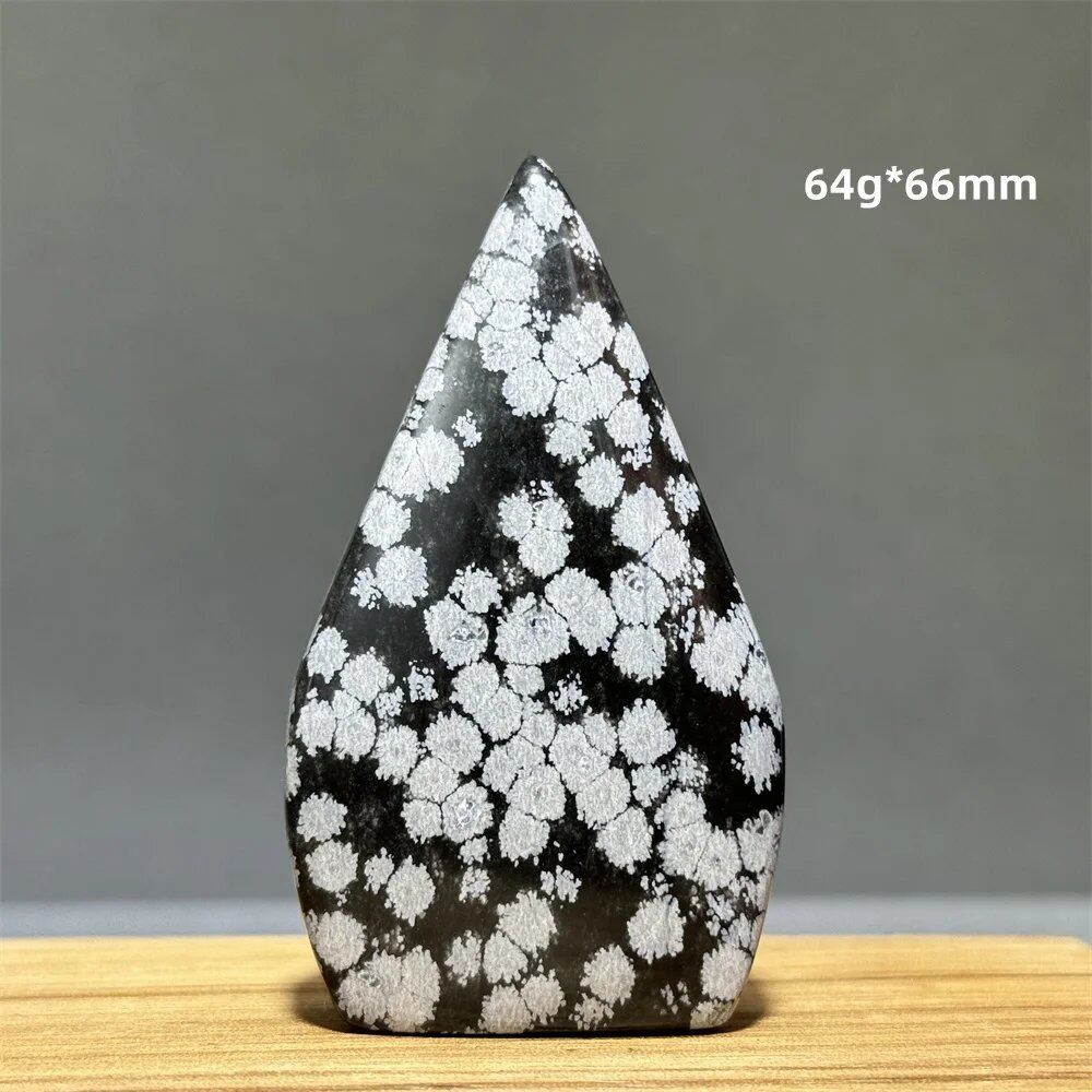 Snowflake Obsidian Freeform Ornament with Natural Quartz, Reiki, Meditation, Healing, Witchcraft, Energy Decoration, Home Gift, Color: Parallel Import