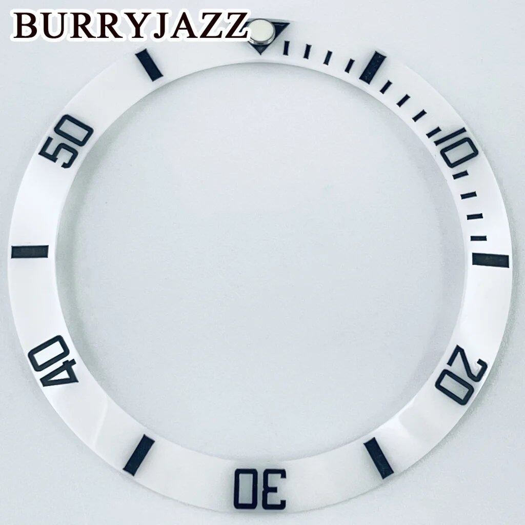 BURRYJAZZ 38mm White Sloping Diving GMT Automatic Watch with Ceramic Bezel Insert and Sub Bezel Insert for 40mm Cases, NH35 and NH34, Color: White, Parallel Import