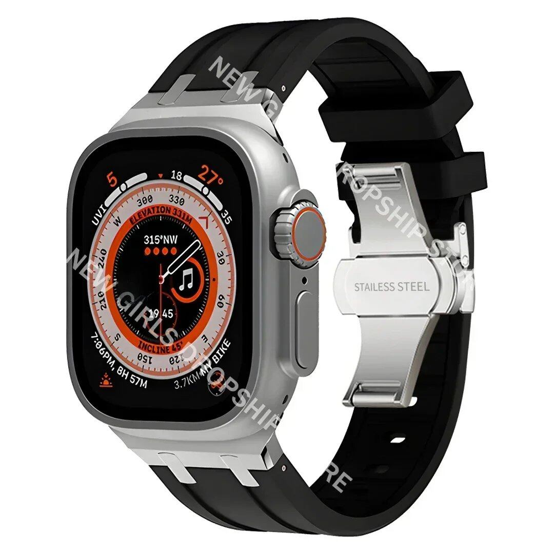 Soft Silicone Strap for Apple Watch Ultra 2/1, Series 10/9/8/7 (49mm/46mm/45mm) - Compatible with iWatch 6/5/4/SE (44mm) - Men's Rubber Band. Band Colors: 46mm, 44mm, 45mm, 49mm. Parallel Import.