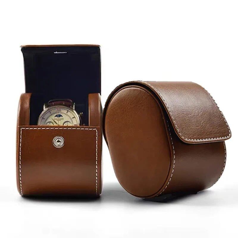 Luxury Leather Watch Case for Travel, Single Watch Storage, Gift Box, Perfect for Christmas, Anniversaries, Birthdays, and Other Gifts. Color: Parallel Import.