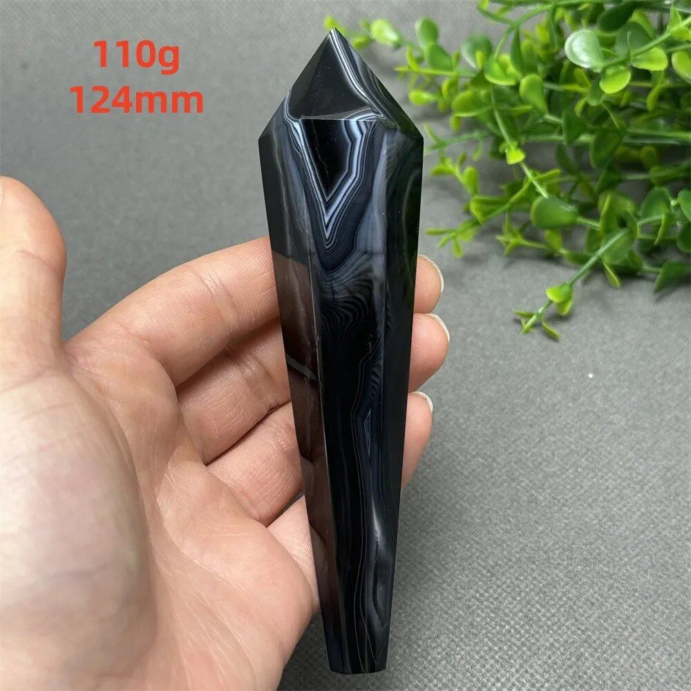 天然ブラックオニキスチップ セプター 超パワー レイキエネルギー チャクラ スピリチュアルヒーリング ウィザード ウィッチクラフト 瞑想 ホームデコレーション ギフト カラー: 並行輸入品