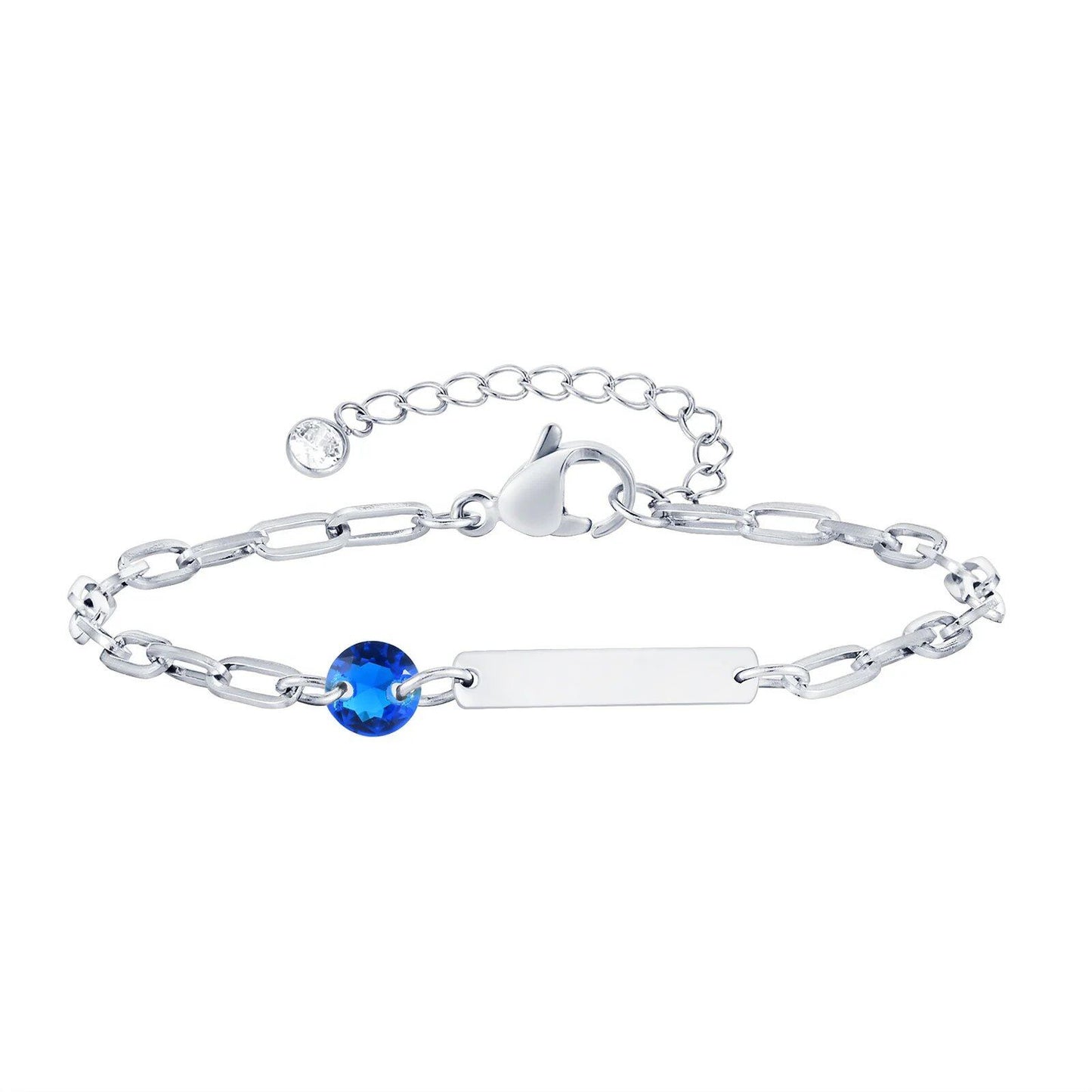 Vnox Zodiac Birthstone Bracelet for Women and Girls, Stainless Steel Rectangular Chain Bracelet with Personalization, Birthday Gift, Metal Color: BR-2085, Parallel Import