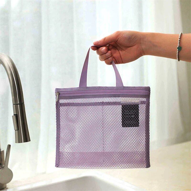 メッシュ化粧品・トイレタリーバッグ ハンドバッグ 携帯用旅行洗面ボディシャワーツール収納 ハンギングコスメ収納ポーチ 並行輸入品