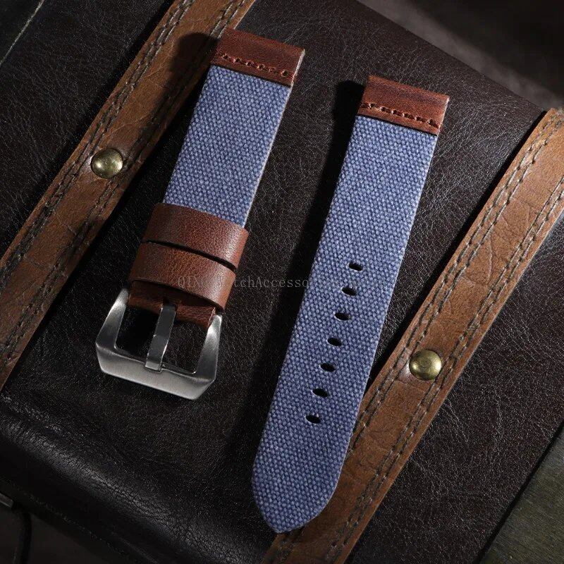 Universal Nylon and Leather Strap for HUAWEI GT 3/4/5 Smartwatch Band, Durable Water-Repellent Nylon Material, Replacement Strap Accessory for Men and Women, Band Color: mm, Parallel Import