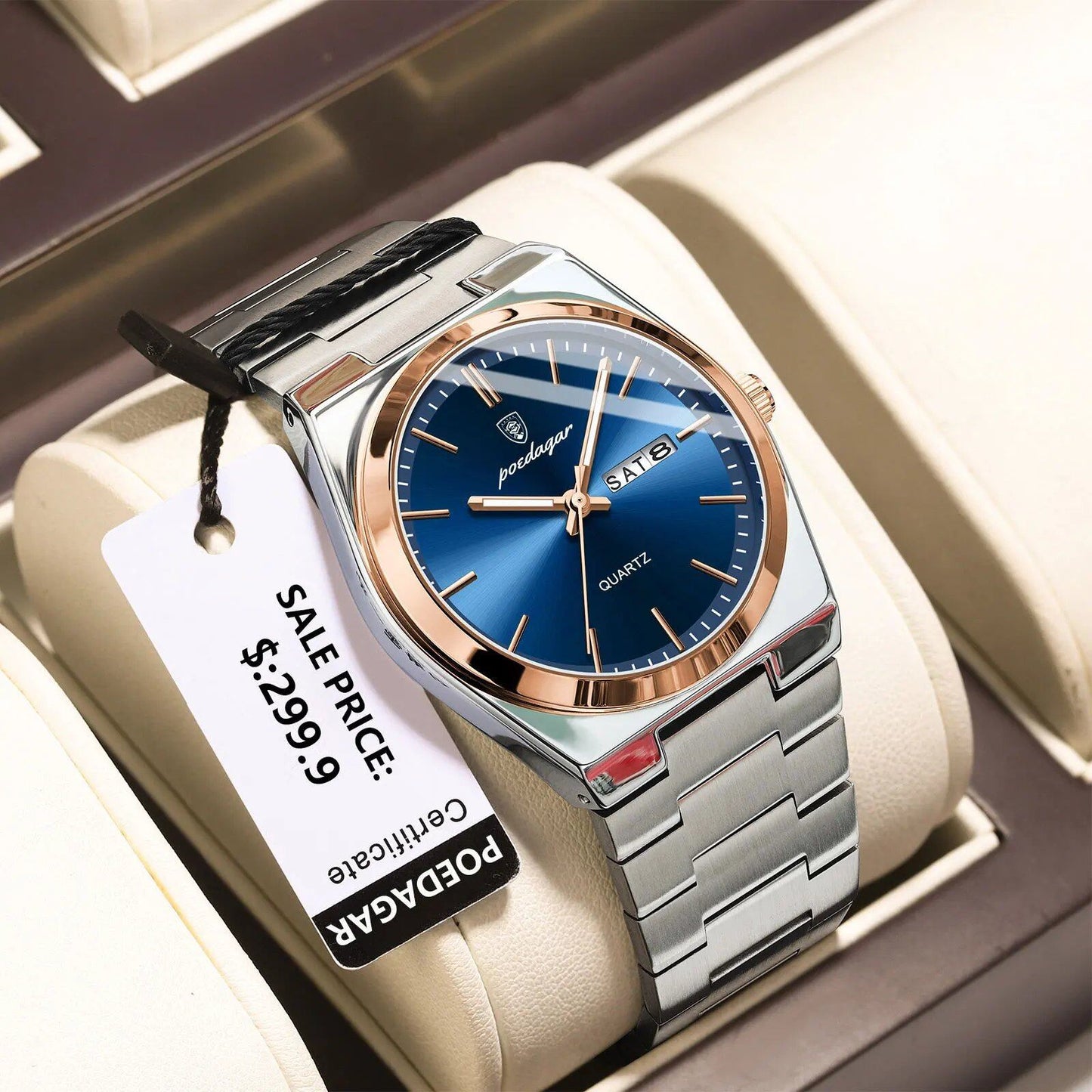 POEDAGAR High-Quality Men's Watch, Stainless Steel, Waterproof, Luminous, Date & Week, Business Quartz Movement, Color: 930, Parallel Import