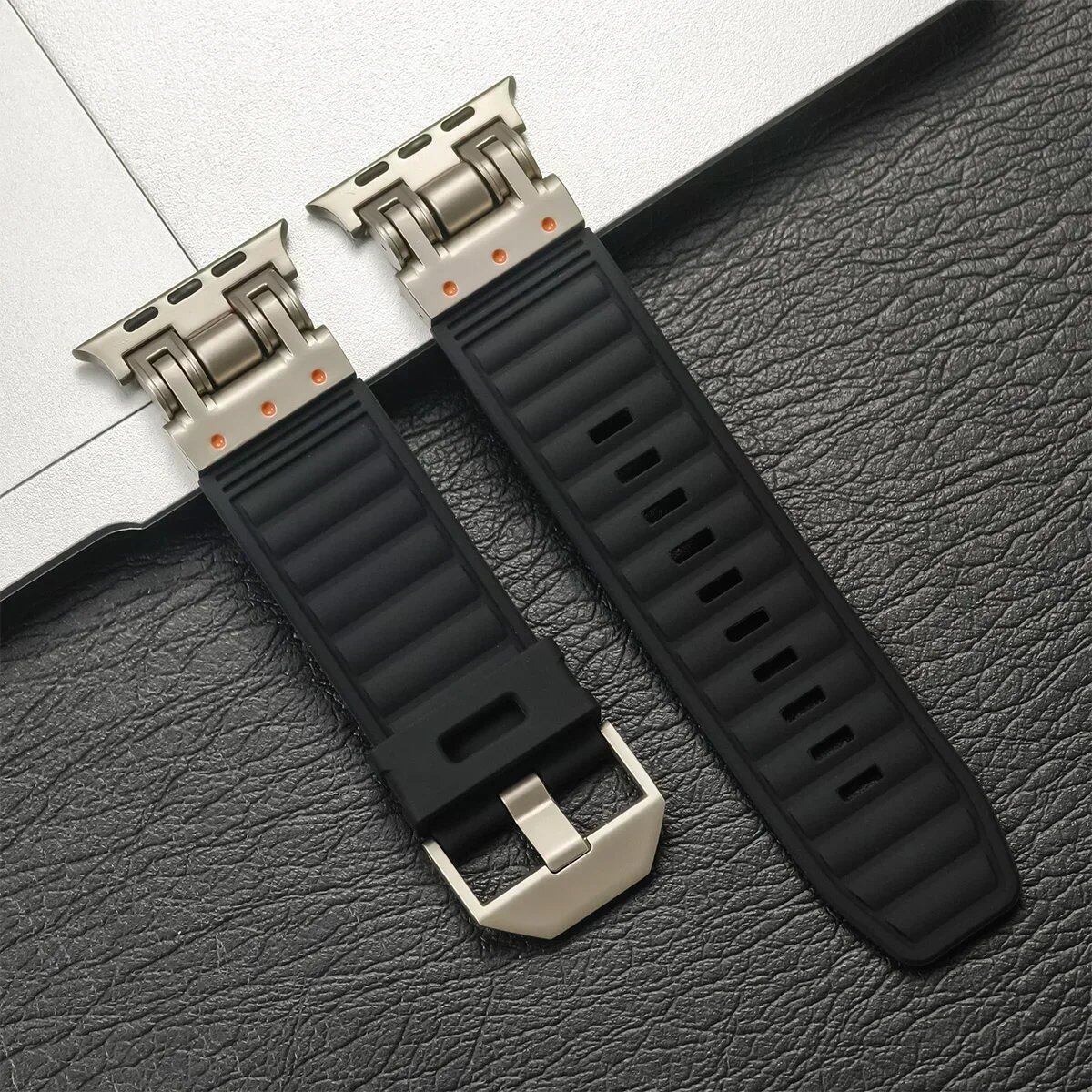 Silicone Sport Band for Apple Watch Ultra2 (49mm, 46mm, 45mm, 44mm) - Compatible with iWatch Series 10/9/8/7/6/5/4/3/2/1 and 42mm Models. Sizes: 42mm, 44mm, 45mm, 46mm, 49mm; Band Colors: Parallel Import