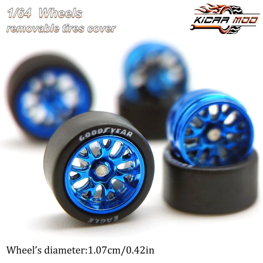 1/64 Scale Diecast Model Car BBS LM-R Re-Fighting Parts Wheel Set with Rubber Tires (D:11mm) - Compatible with Hot Wheels, Matchbox, and Tomica - Parallel Import