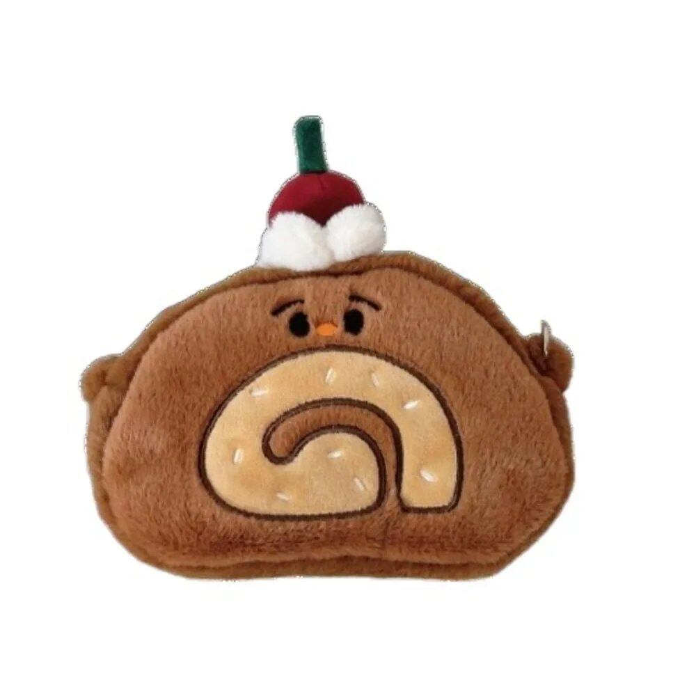 カジュアルでかわいいスイスロール型コインケース ケーキ型 大容量 ふわふわクロスボディバッグ チェーン付き ソフトなキャラクターショルダーバッグ 女の子向け 並行輸入品