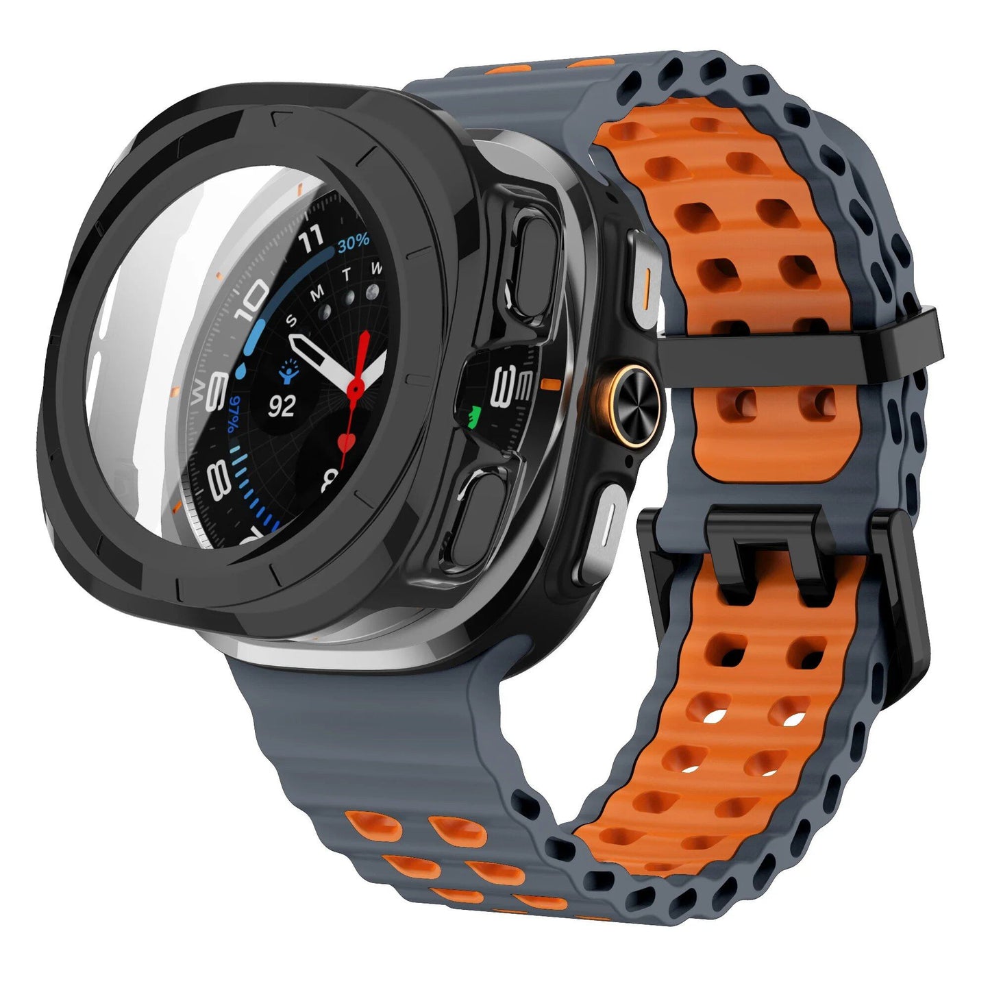 Samsung Galaxy Watch Ultra 47mm Sport Silicone Band, Marine Band + Case, Watch Band Accessory, Color: Compatible with Ultra 47mm Dial Diameter, Parallel Import