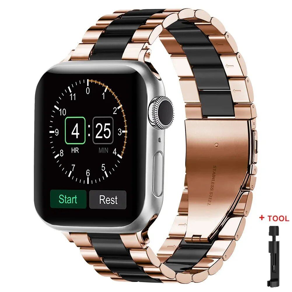 Stainless Steel Metal Band for Apple Watch Ultra 2 (49mm), S10 (46mm), 42mm, 45mm, 41mm, and 44mm - Compatible with iWatch Series 10, 9, 8, 7, SE, 6, 5, 4, and 3. Band Color: Imported