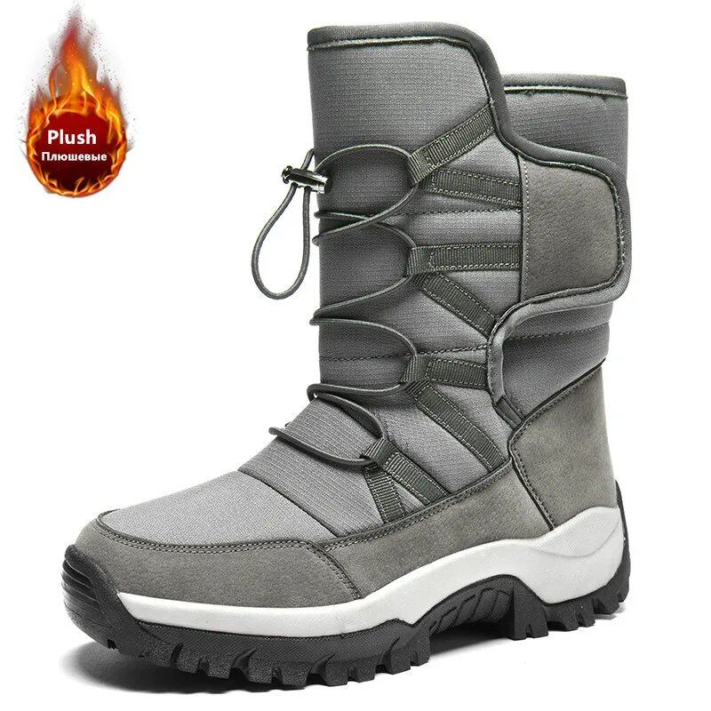 Brand Men's Winter Shoes, Waterproof, Warm, Plush, Couple's Snow Boots, Non-Slip Hiking Boots, Work Boots, Ankle Boots, Parallel Import