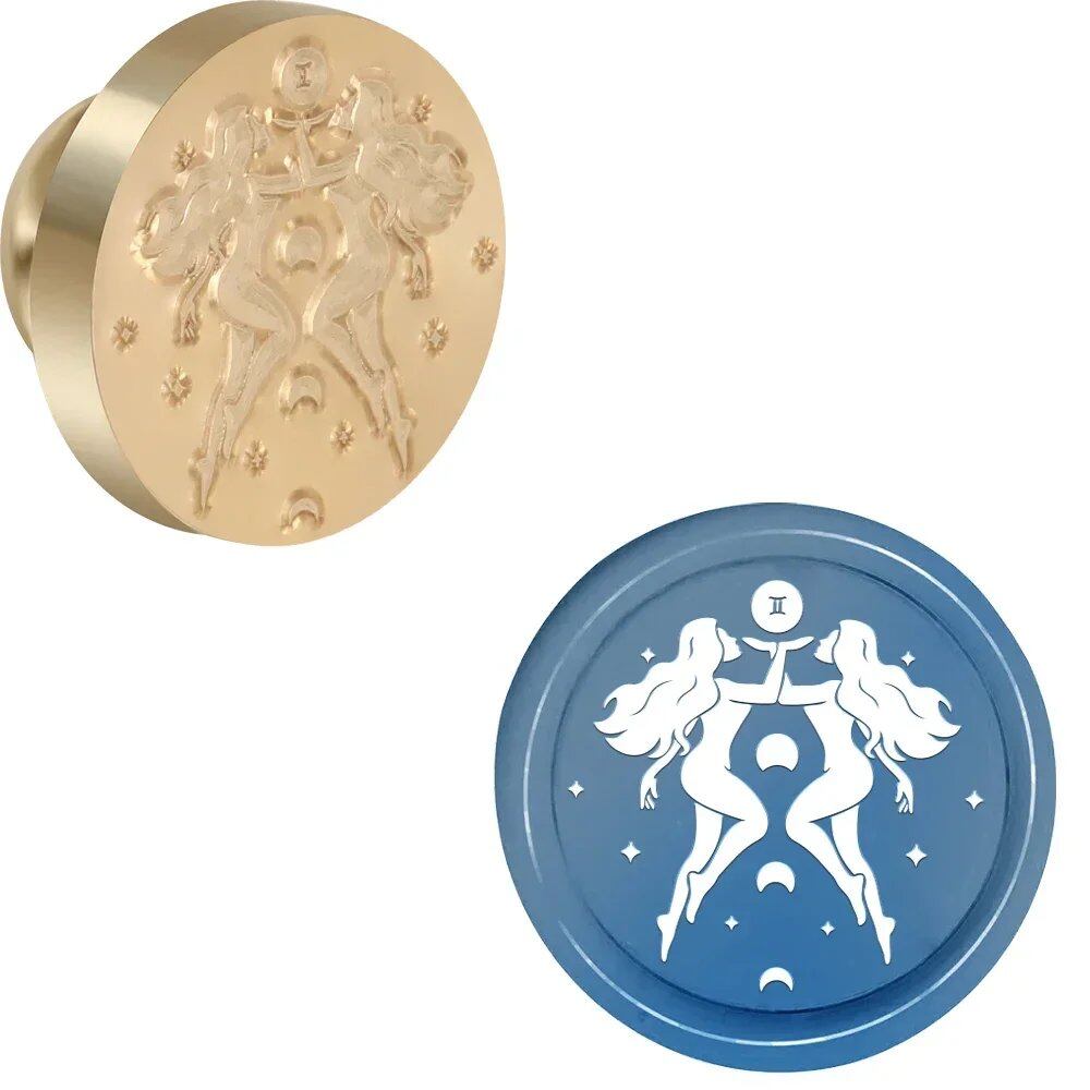 12 Zodiac Signs Round Wax Stamp with Removable Brass Head for Envelopes, Birthday Cards, Notes, and Gifts - Decorative (Imported)