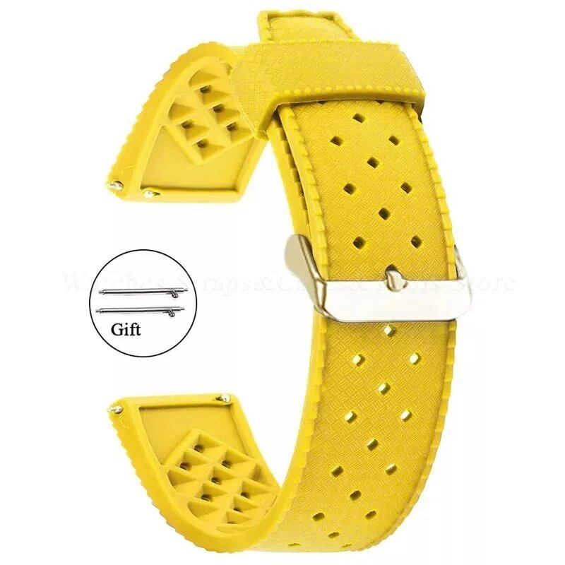 Premium-grade Tropic Silicone Watch Strap, 20mm, 22mm, Seiko, Oris, Omega, Quick Release, Diving, Waterproof, Rubber Bracelet, Band Color: mm, Parallel Import