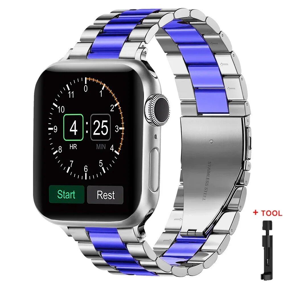 Stainless Steel Metal Band for Apple Watch Ultra 2 (49mm), S10 (46mm), 42mm, 45mm, 41mm, and 44mm - Compatible with iWatch Series 10, 9, 8, 7, SE, 6, 5, 4, and 3. Band Color: Imported