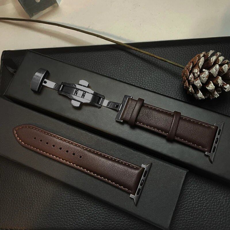 Genuine Leather Apple Watch Band, Compatible with iWatch Series 3/5/SE/6/7/8/9/Ultra 2/10, 45mm, 41mm, 44mm, 40mm, 46mm, and 49mm. Band Color: mm. Ships from: Parallel Import.