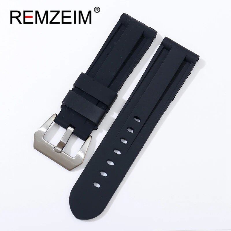 Soft Silicone Sports Watch Band, Waterproof, Men's Replacement Strap with Black Buckle, Compatible with 22mm, 24mm, and 26mm Watches, Band Color: mm, Parallel Import