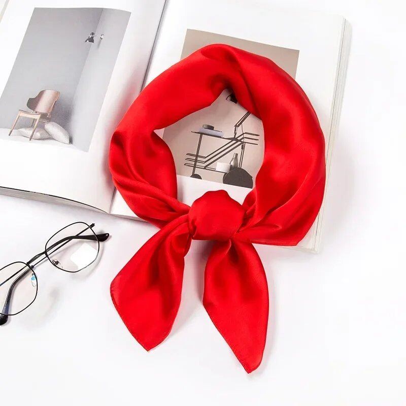 Women's 70cm Solid Shiny Satin Scarf, Square Headscarf, Stylish Neck Accessory, Bag Scarf, Wholesale Parallel Import