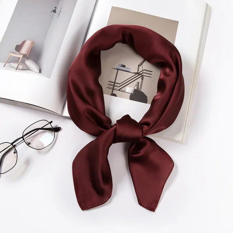 Women's 70cm Solid Shiny Satin Scarf, Square Headscarf, Stylish Neck Accessory, Bag Scarf, Wholesale Parallel Import