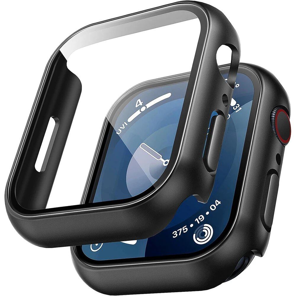 アップル ウォッチ シリーズ 9/8/7/6/5/4/3/2/SE用 強化ガラス スクリーンプロテクター ケースカバー 49mm/45mm/44mm/41mm/40mm対応 アクセサリー カラー:mm 並行輸入品
