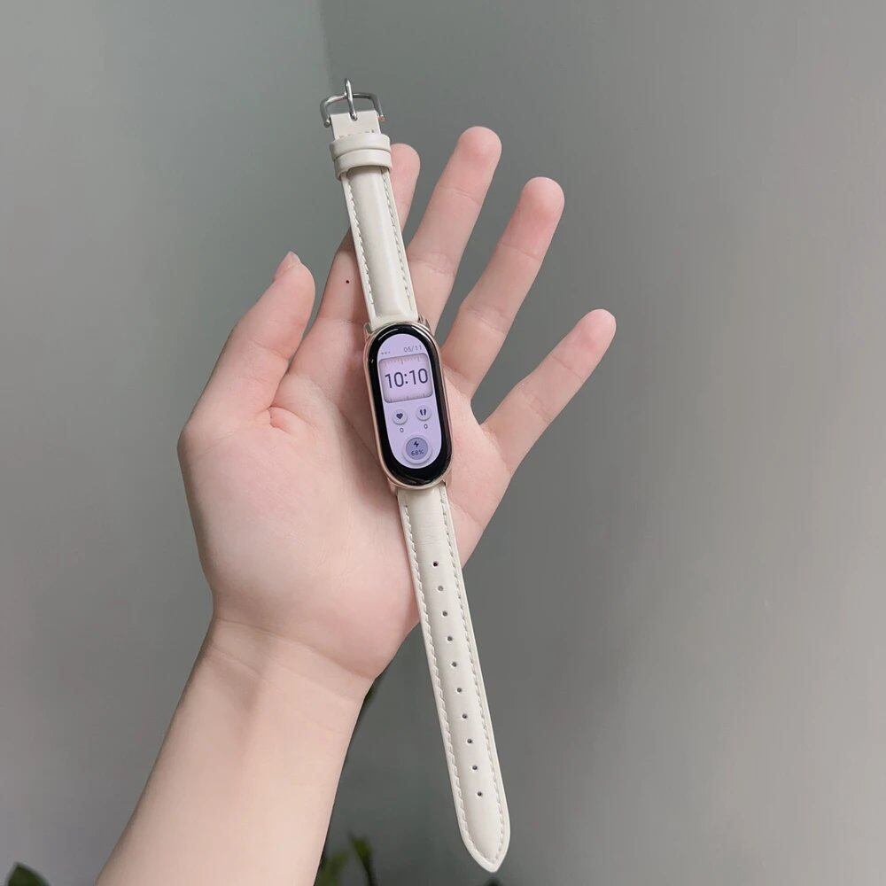 Xiaomi Band 9 Leather Watch Band, New Design for Xiaomi Band 8, Xiaomi Smart Band 8 NFC Band, Xiaomi Band 8 Accessories, Band Color: Black, Band Width: Parallel Import