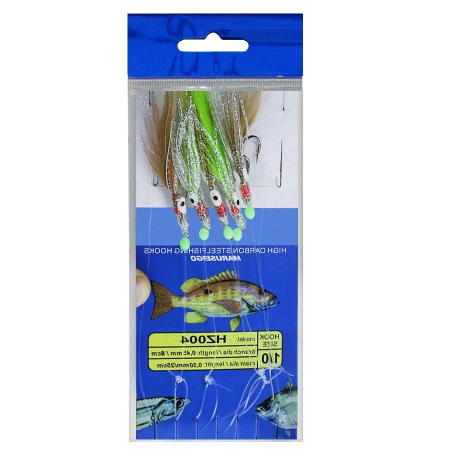 Sabiki Fishing Tackle Bait, Soft Octopus Lure with Luminous Beads, Feathers, Fish Skin, and String Hooks for Saltwater Fishing, 1 Pack, 1/0, Color: Other, Parallel Import