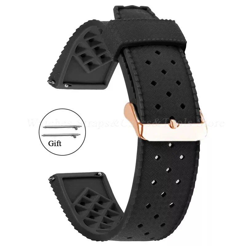 Premium-grade Tropic Silicone Watch Strap, 20mm, 22mm, Seiko, Oris, Omega, Quick Release, Diving, Waterproof, Rubber Bracelet, Band Color: mm, Parallel Import