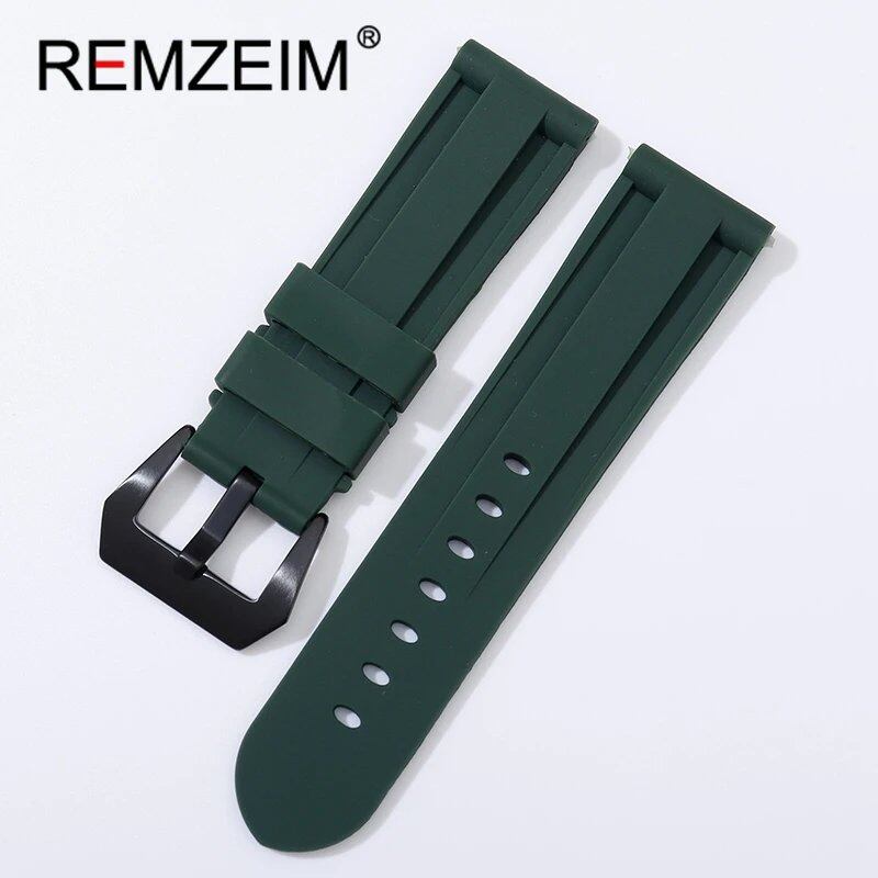 Soft Silicone Sports Watch Band, Waterproof, Men's Replacement Strap with Black Buckle, Compatible with 22mm, 24mm, and 26mm Watches, Band Color: mm, Parallel Import