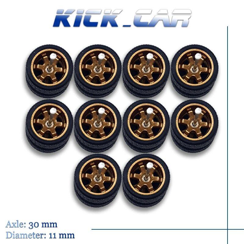 1/64 Scale 6-Spoke Wheels with Fixed Black Rubber Tires - Refit Parts for Toy Models and Diecast Cars (5-Pack for Hot Wheels) Color: Parallel Import
