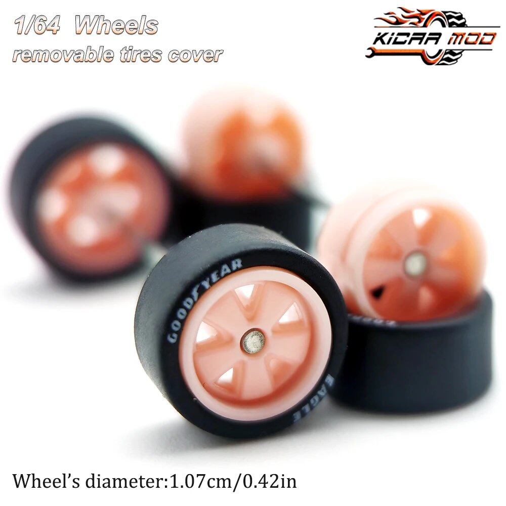 1/64 Scale Rubber Tire Wheels with FUCHS Refit Parts for Diecast Model Cars, Hot Wheels, Matchbox, Tomica, D:11mm, 1 Set, Parallel Import