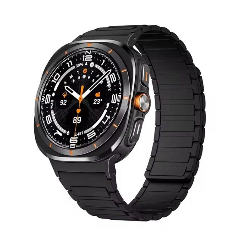 Magnetic Silicone Sport Band for Samsung Galaxy Watch 7 Ultra (47mm), Soft Lapped Bracelet, Gapless Strap, Band Color: Compatible with Galaxy Watch Ultra; Band Width: Compatible with Galaxy Watch Ultra (Parallel Import)