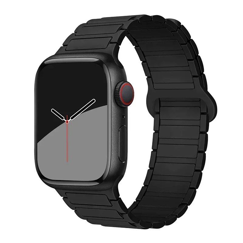 Magnetic Loop Band for Apple Watch, Compatible with 44mm, 40mm, 49mm, 45mm, 41mm, and 38mm Silicone Straps, Compatible with iWatch Series 9/8/7/6/5/4/3/SE/Ultra 2, Parallel Import
