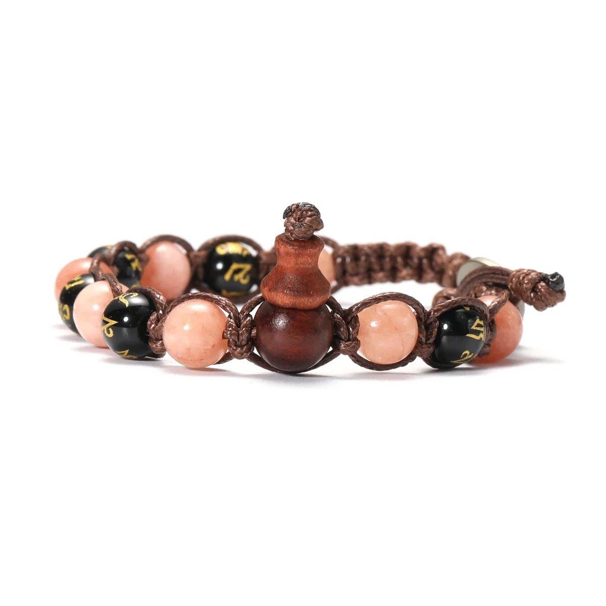 Natural Stone Prayer Bracelet, Tibetan Prayer Beads, Handmade Men's and Women's Bracelet, Yoga & Meditation Jewelry, Metal Color: Style, Parallel Import