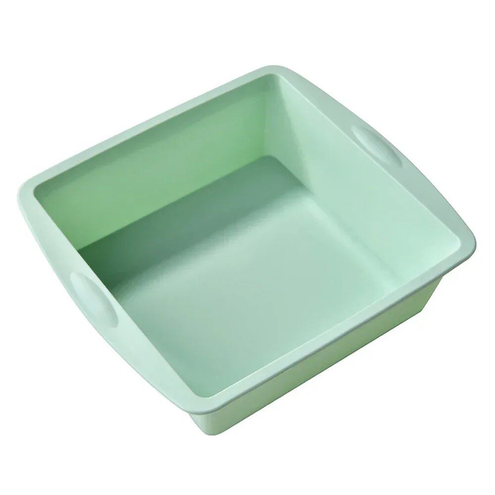 Silicone Square Cake Plate for 1/4 Cake, Non-Slip Handle, Heat-Resistant, Oven and Air Fryer Safe, Ideal for Brownie and Cake Baking (Imported)
