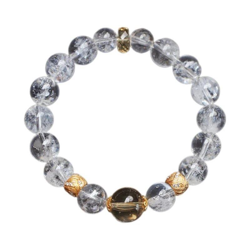 Handmade Unisex Stretchable Crystal Bracelet with Energy Beads, Round Beads, Stretch Wrist Chain, Fashion Spiritual Jewelry, Metal Color: mm; Parallel Import