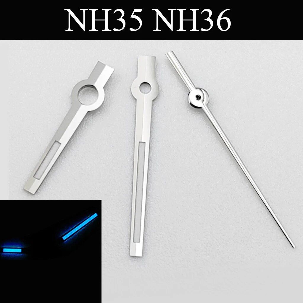Green, Blue, Cyan Luminous Watch Hands for NH35, NH36, ETA 2824, 2836, Miyota 8215, 8205, 821A, DG2813, and 3804 Automatic Watches (Parallel Import)