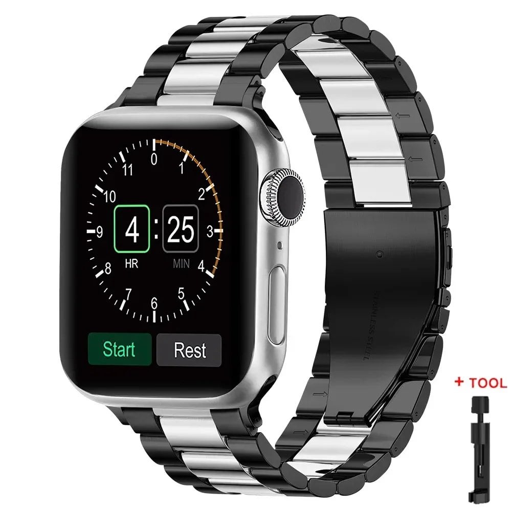 Stainless Steel Metal Band for Apple Watch Ultra 2 (49mm), S10 (46mm), 42mm, 45mm, 41mm, and 44mm - Compatible with iWatch Series 10, 9, 8, 7, SE, 6, 5, 4, and 3. Band Color: Imported