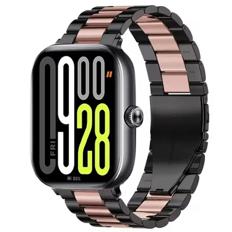 Metal Strap for Redmi Watch 5/4 - Compatible with Xiaomi Band 9 Pro / Mi Band 8 Pro, Comfortable and Breathable Replacement Wristband, Bracelet, Band Color: Black, Band Width: Parallel Import